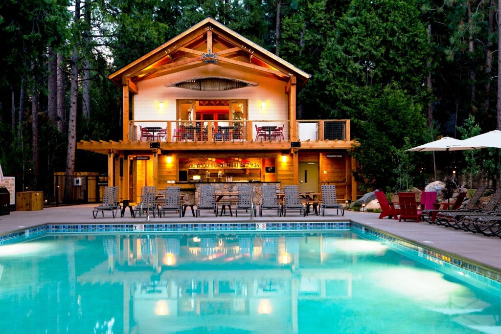 Outdoor pool at Evergreen Lodge Yosemite.