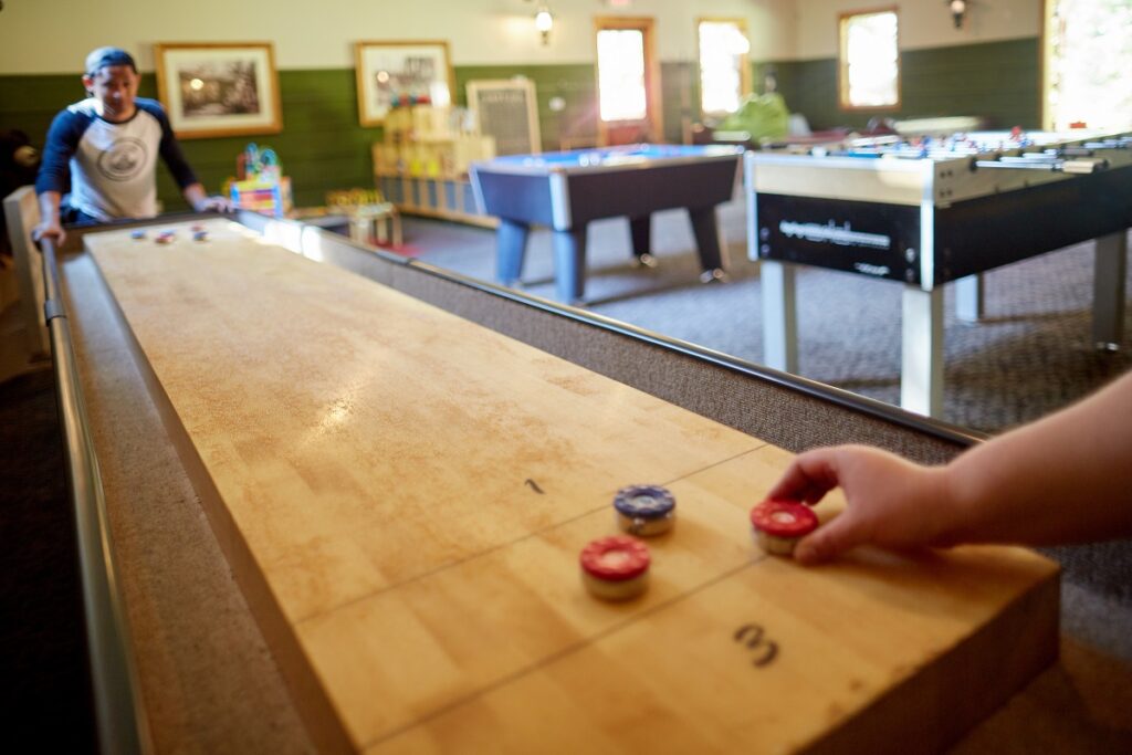 Evergreen Lodge Tuolumne Hall recreation center at Yosemite National Park.