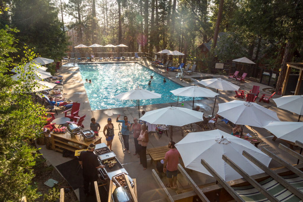 Poolside barbecue in Yosemite.