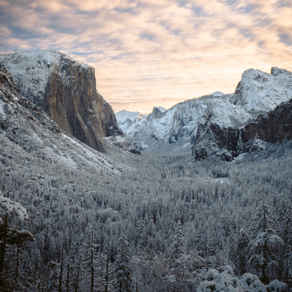 Tunnel View at Winter in Yosemite National Park.