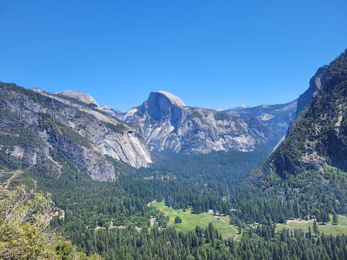Half Dome from Upper Yosemite Falls in Yosemite National Park.