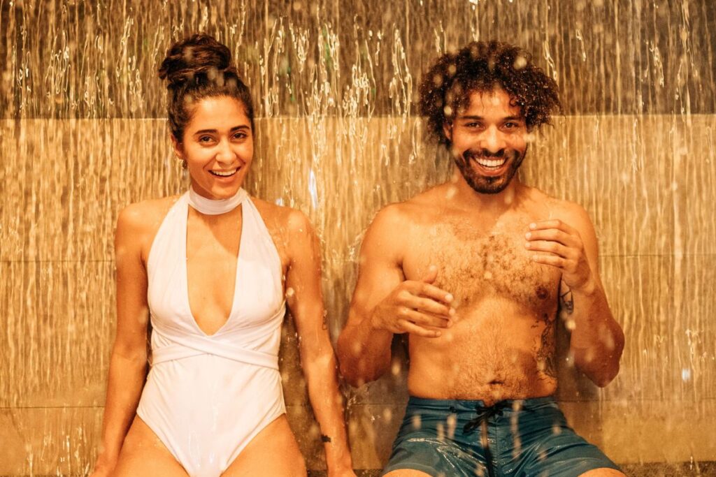 Couple enjoying a wellness retreat in Northern California.