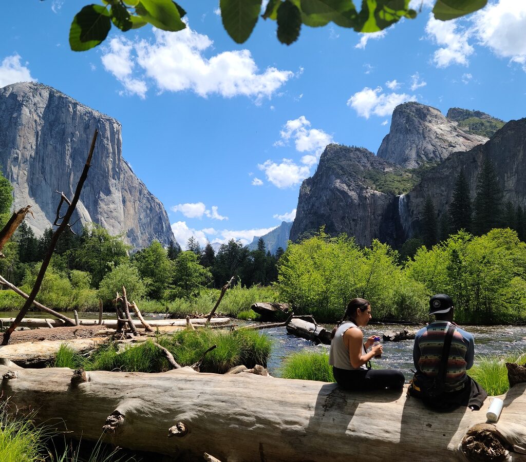 Hikers taking at break in Yosemite Valley.
